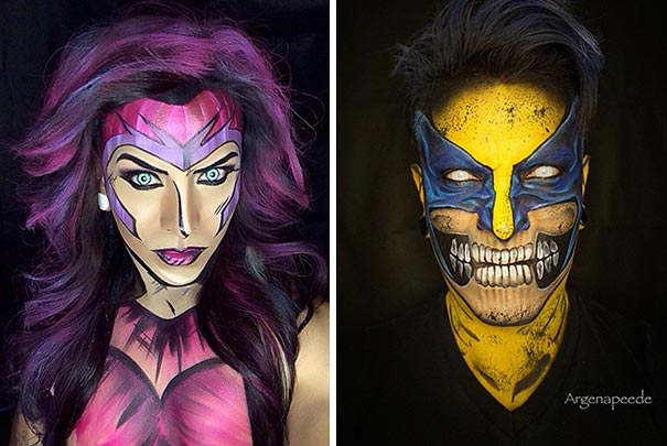 605x405 Body Artist Turns Himself Into Superheroes Using Nothing But Paint - Comic Book Painting
