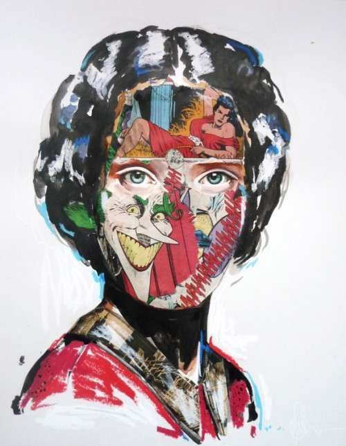 500x643 Comic Book Collage Portraits Collage Portrait - Comic Book Painting