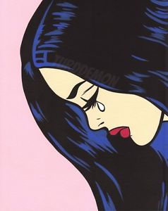 238x300 Sad Crying Comic Girl Original Pop Art Mod Woman Painting Allyson - Comic Painting