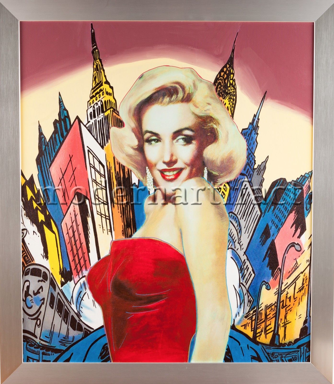 1394x1600 Steve Kaufman Marilyn Monroe New York City Comic Original Oil - Comic Painting