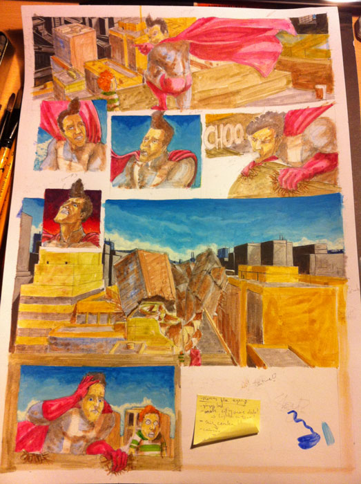 523x700 Heroman Comic Strip Painting In Progress Jerome Canty - Comic Strip Painting