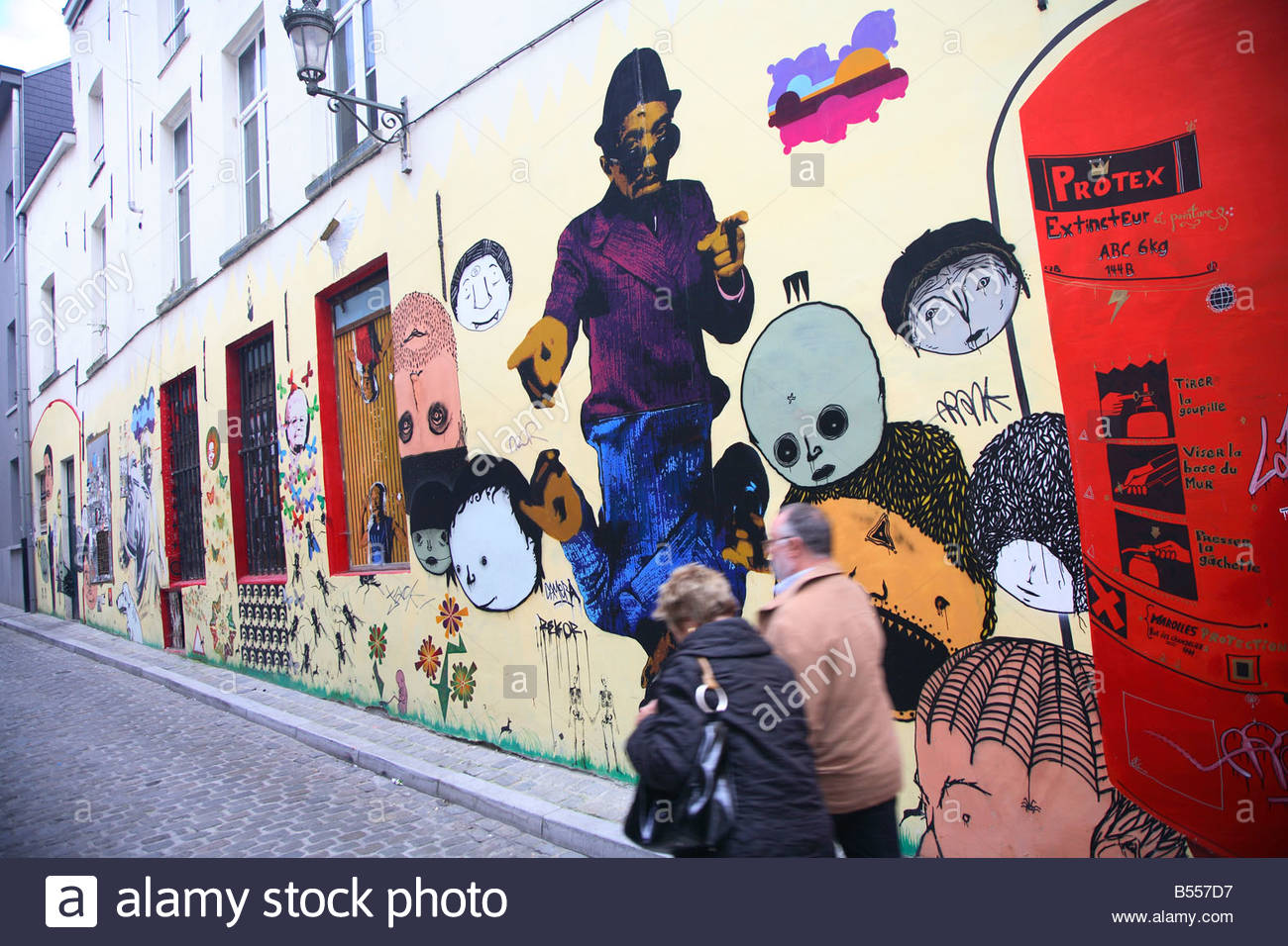 1300x956 Wall Painting With Comic Strip, Brussels, Brussel, Belgium Stock - Comic Strip Painting