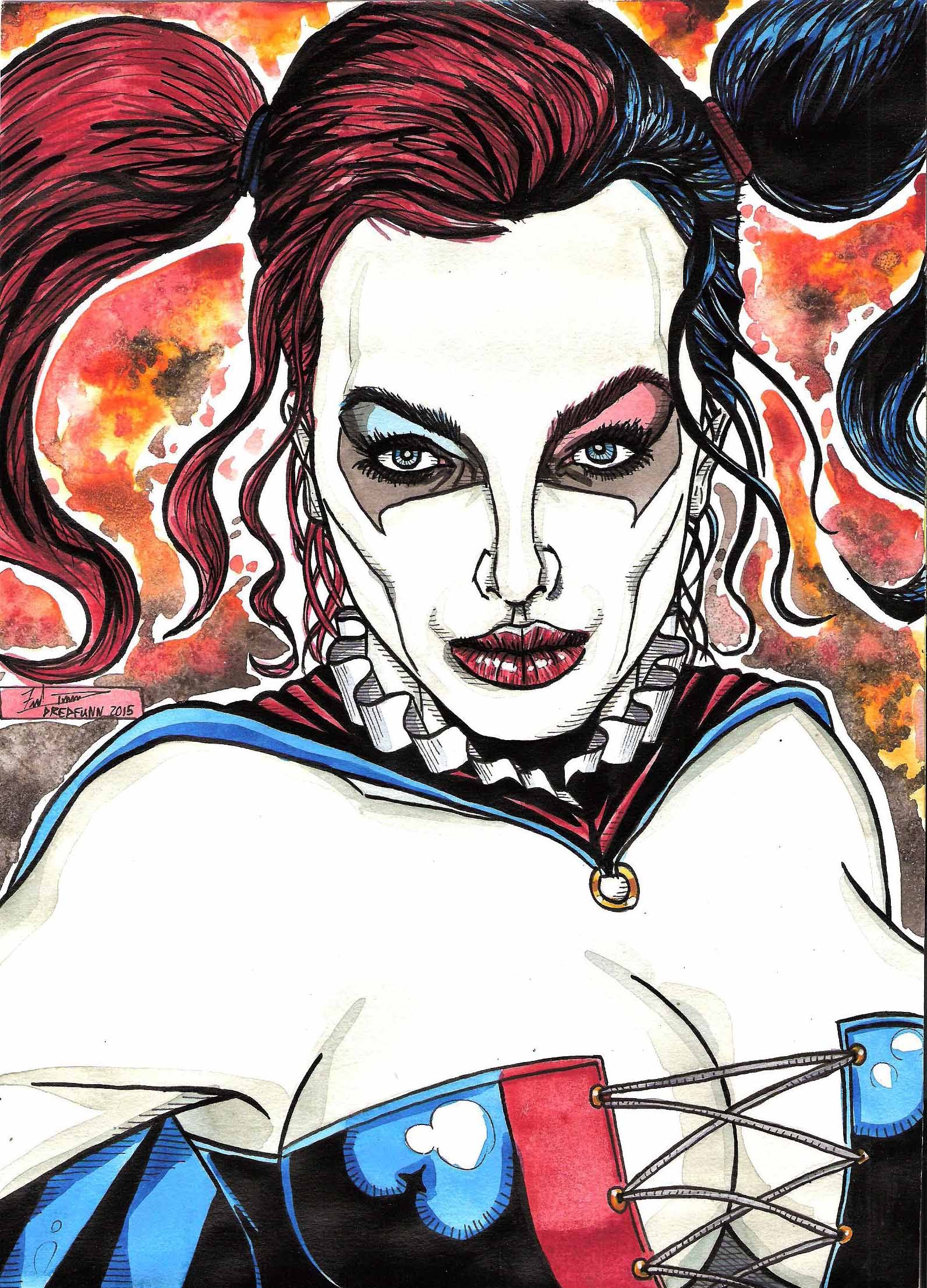 1592x2212 Painting The Joker Harley Quinn A Dredfunn Original Comic Style - Comic Style Painting