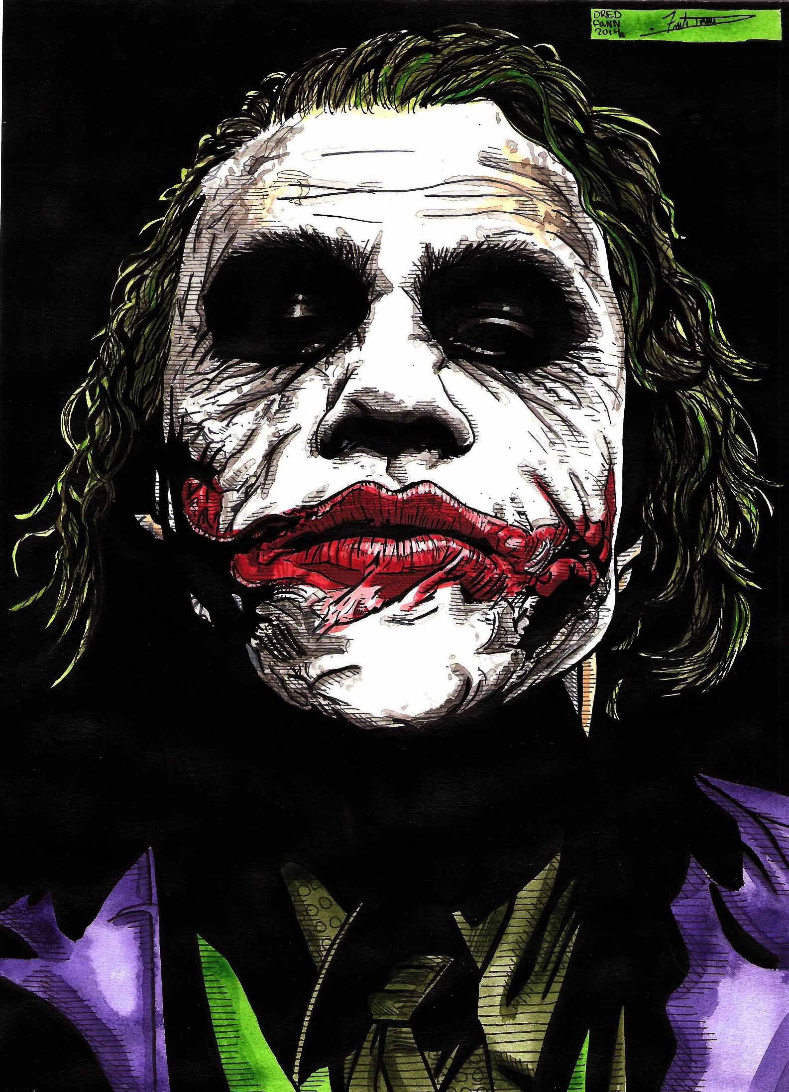 1585x2192 Painting The Joker Heath Ledger A Dredfunn Comic Style Portrait - Comic Style Painting