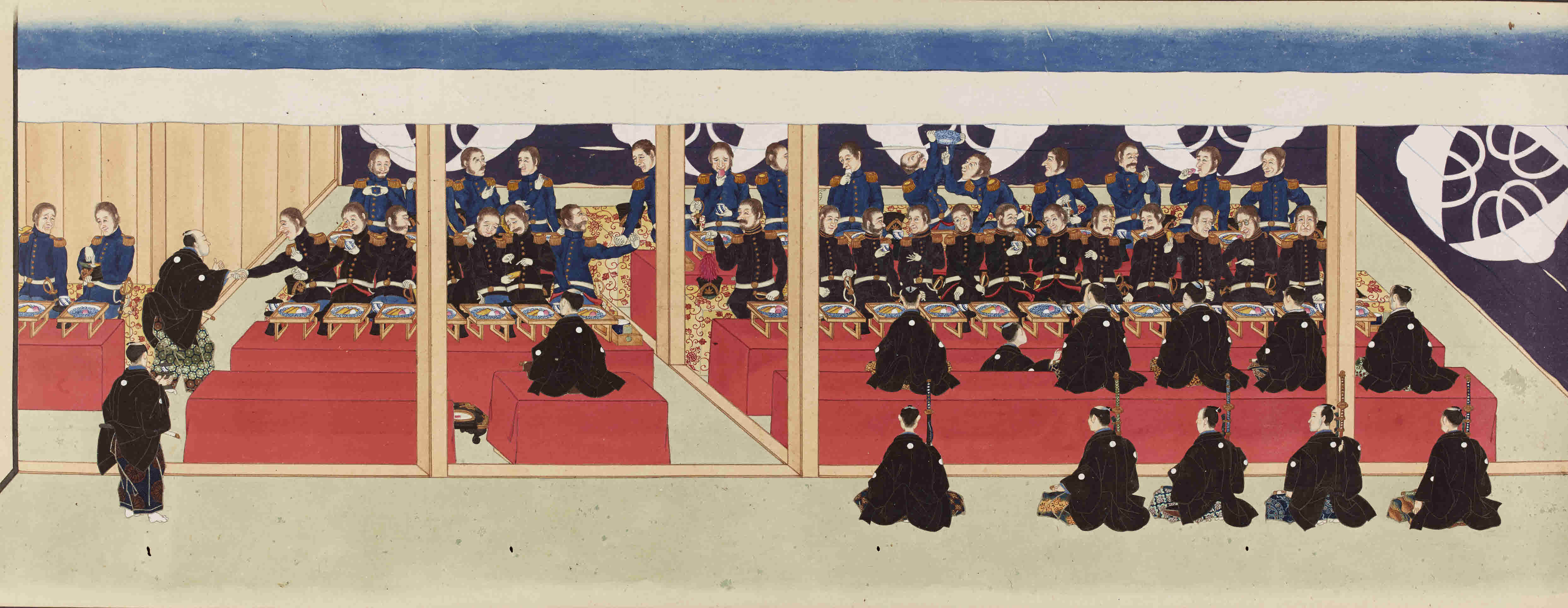 4972x1928 Scroll Displays The Human Side Of Perry's Arrival The Japan Times - Commodore Matthew Perry Japanese Painting