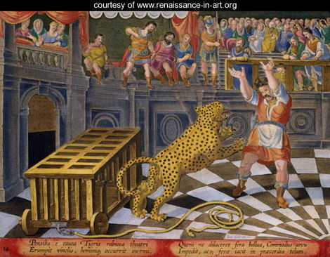 470x366 The Roman Emperor Commodus Fires An Arrow To Subdue A Leopard - Commodus Painting