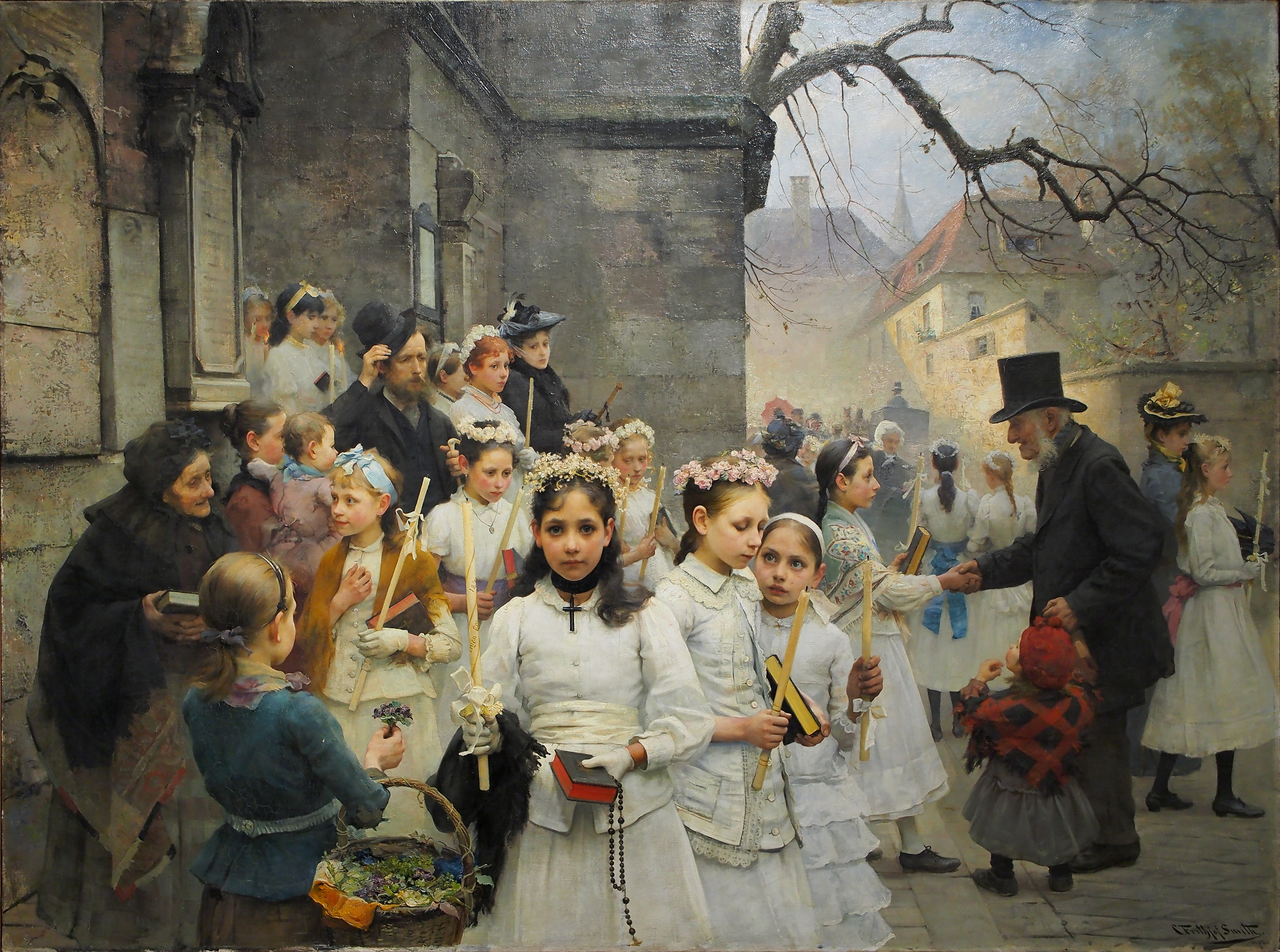 4156x3092 Fileafter First Communion (Carl Frithjof Smith, 1892).jpg - Communion Painting