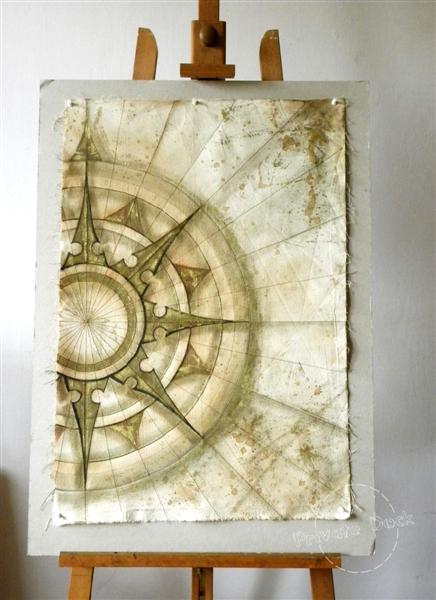 436x600 Old Compass Rose - Compass Painting