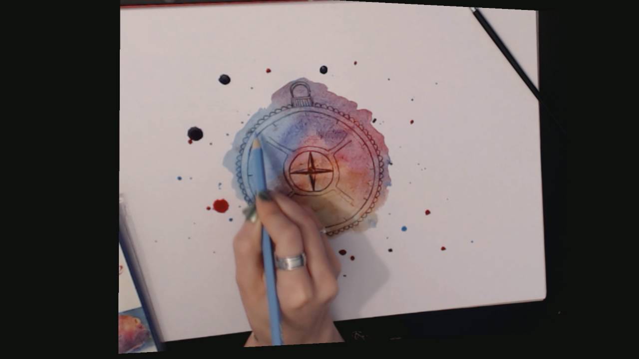 1280x720 Compass Watercolour Painting [Time Lapse] - Compass Painting