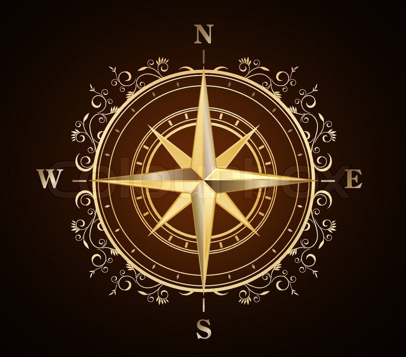 800x704 Golden Ornate Compass Rose Stock Vector Colourbox - Compass Rose Painting