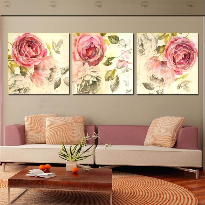 850x850 Roses Wall Art 3 Panel Modern Printed Rose Flower Painting Canvas - Compass Rose Painting