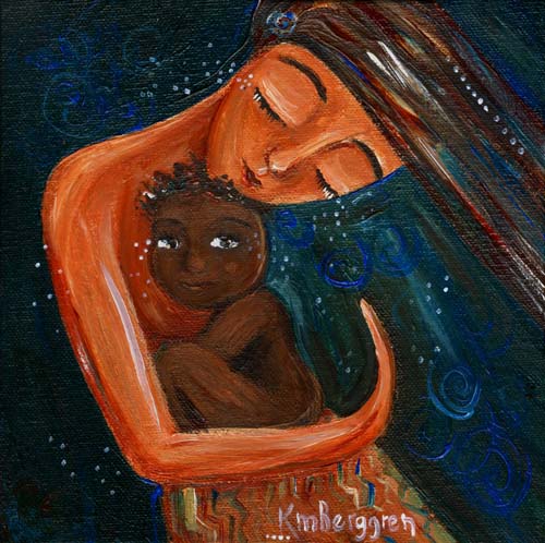 500x498 Adoption, Adopted Child, Adopted Mother, Dark Skin, Ethnic, Afro - Compassion Painting