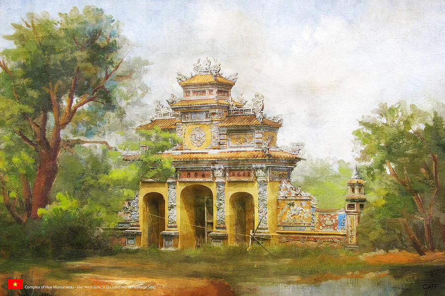 900x600 Complex Of Hue Monuments Painting By Catf - Complex Painting