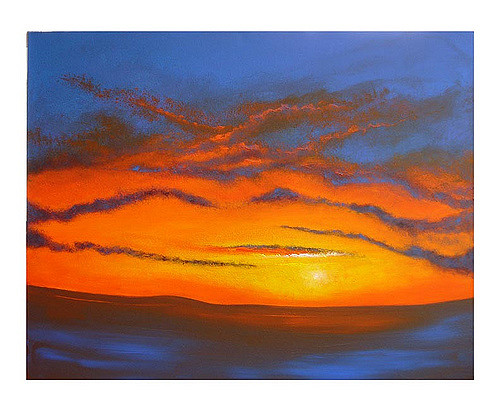 500x410 Abstract Sunset Painting - Complimentary Painting