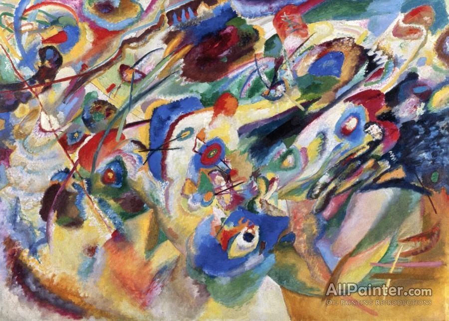 900x644 Wassily Kandinsky Sketch 2 For Composition Vii, 1913 Oil Painting - Composition Vii Painting