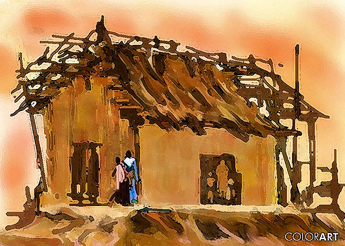 500x357 Computer Painting Hut Painting By Vora V.m - Computer Painting