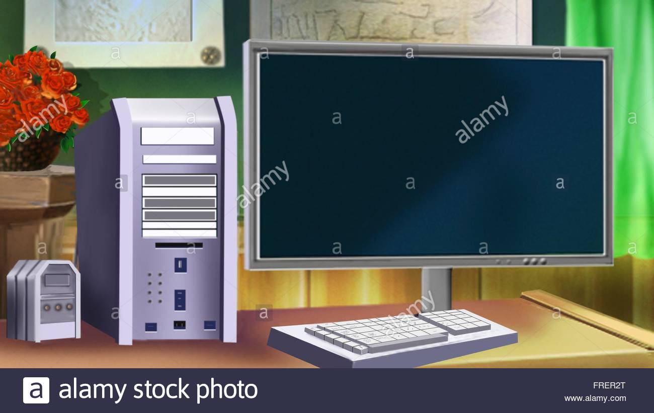 1300x821 Desktop Computer. Digital Painting Stock Photo 100514368 - Computer Painting