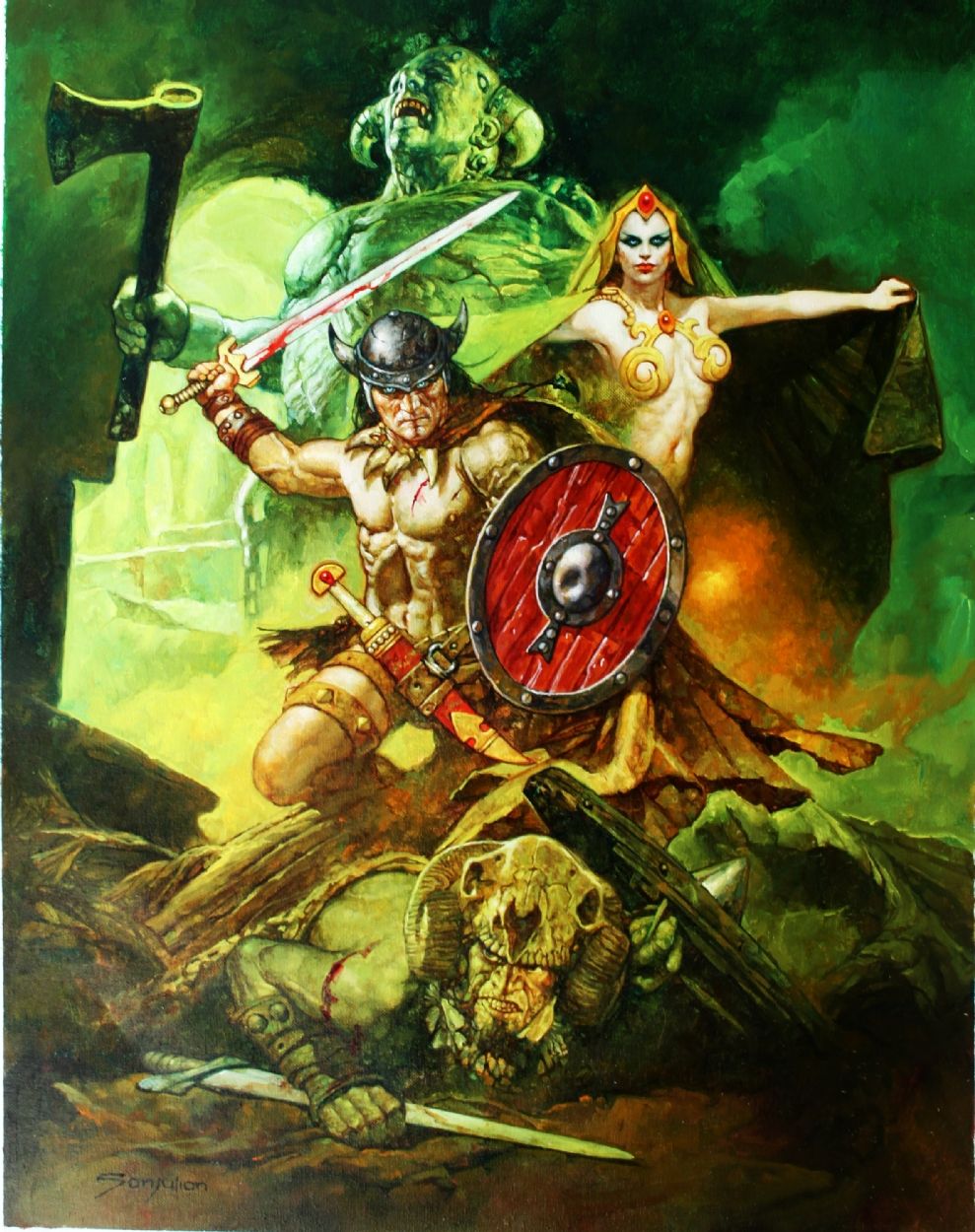 989x1250 New Conan Oil Painting By Sanjulian - Conan Painting