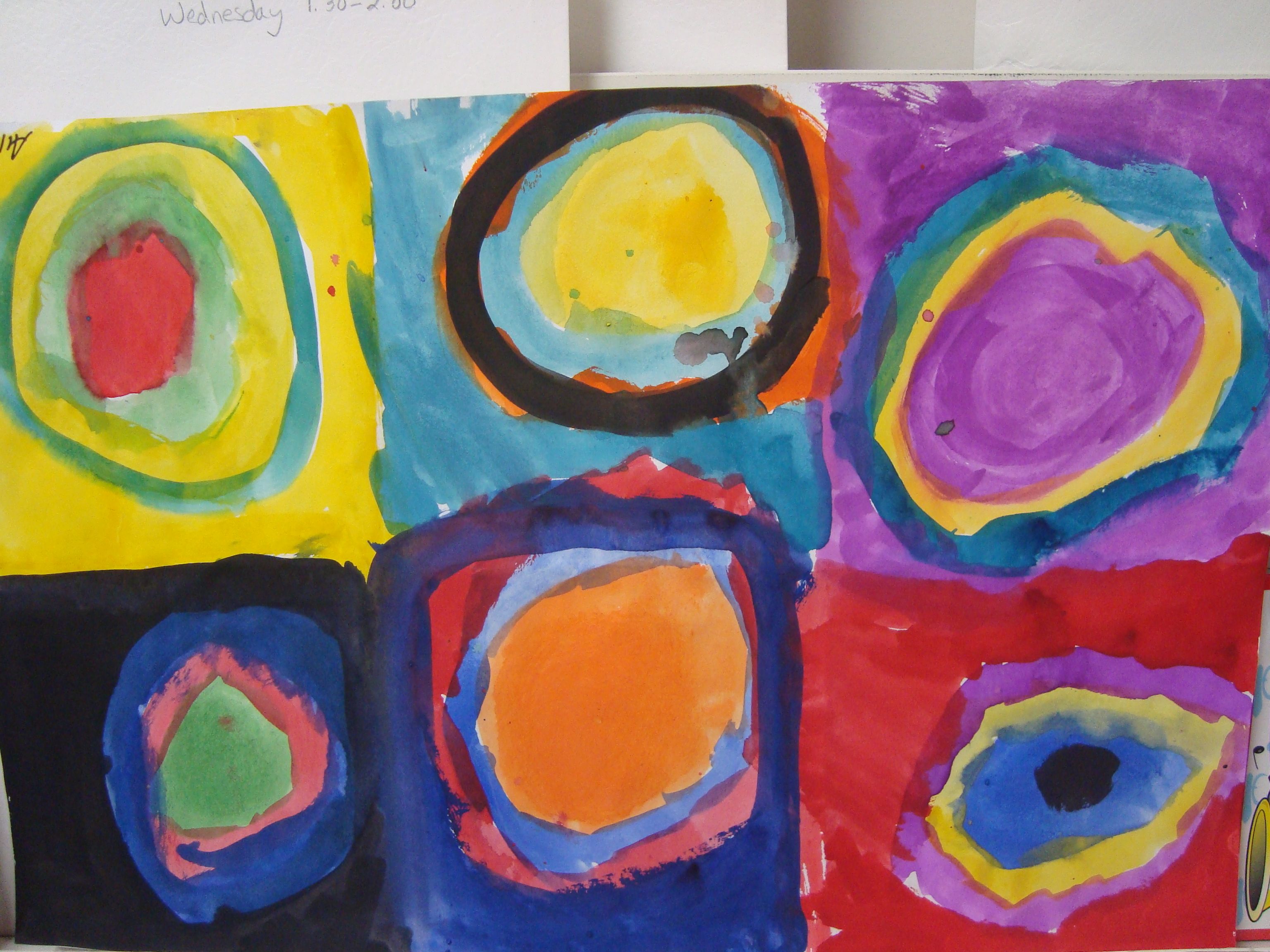 3072x2304 Kandinsky Inspired Concentric Circles! The Students Drew - Concentric Circles Painting