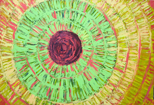 500x341 Human Iris Eye Symbolism Painting, Abstract Human Iris, Pupil - Concentric Circles Painting