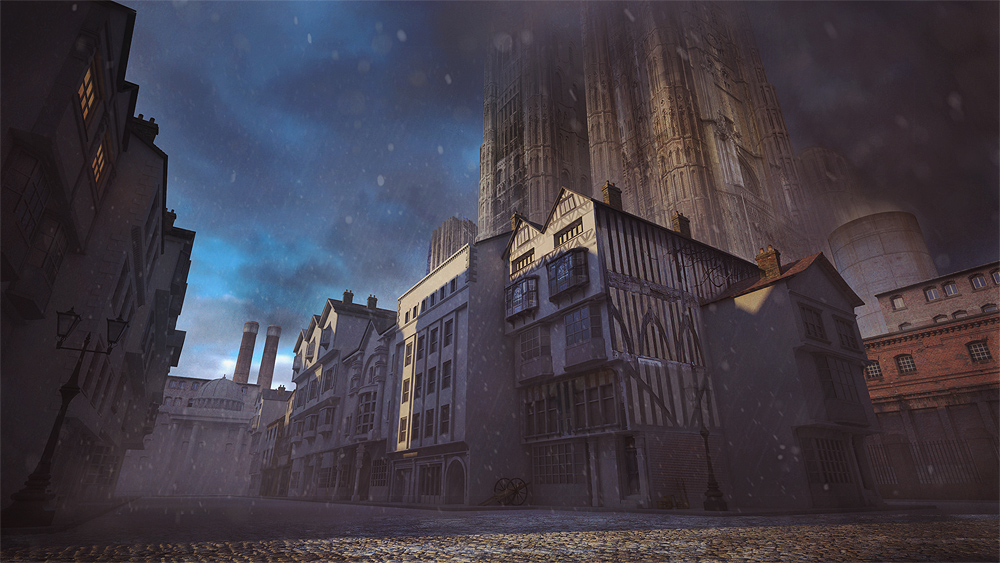 1000x563 Making Of Victorian Street Concept 3d Paint Over Stay In Wonderland - Concept Painting