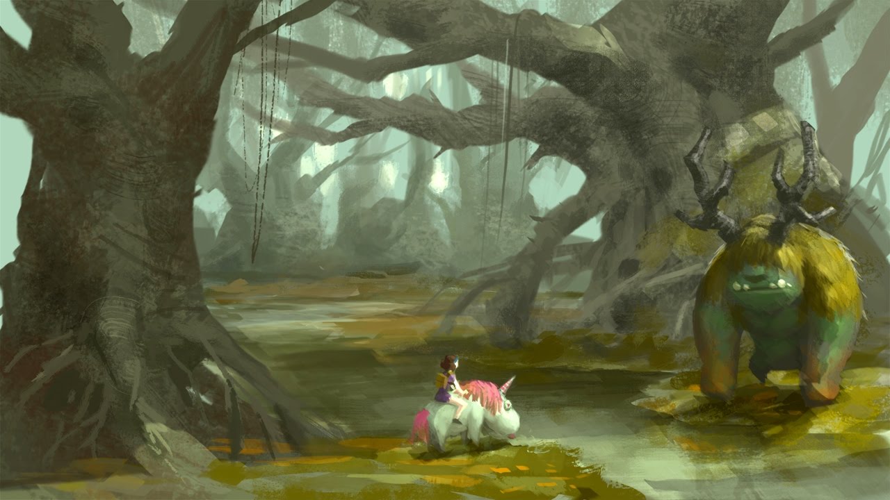 1280x720 Swamp Unicorn Concept Art Digital Painting Time Lapse - Concept Painting