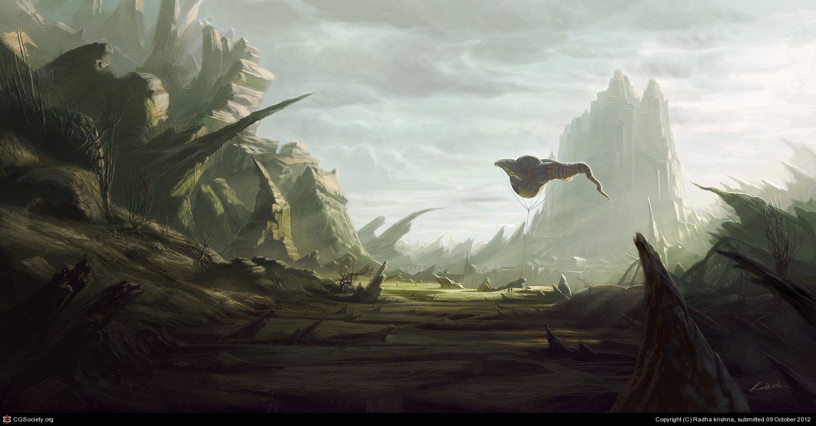 1600x836 Bizzare Landscape Concept Painting By Radha Krishna 2d Cgsociety - Concept Painting