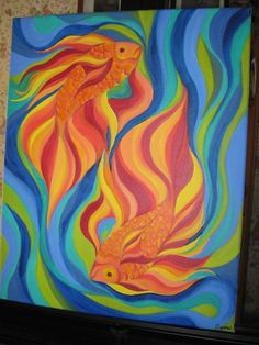 236x314 Abstract Sea Turtle Painting Purple Green Teal Gold By Dishamai - Conceptual Art Painting