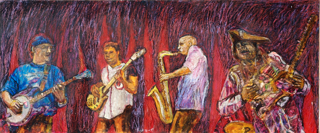 1024x428 Richard Wynne Artwork Bella And The Flecktones In Concert - Concert Painting