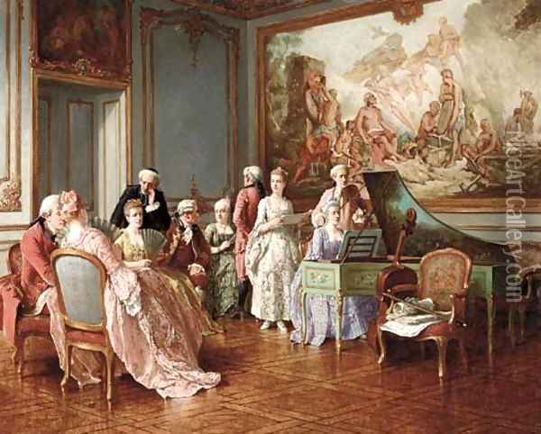 600x482 The Music Concert Oil Painting Reproduction By Benjamin Eugene - Concert Painting