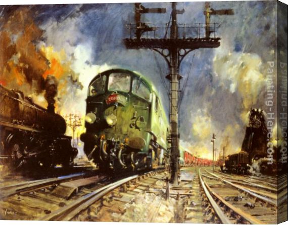 570x447 Terence Tenison Cuneo Night Freight (Condor) Stretched Canvas - Condor Painting