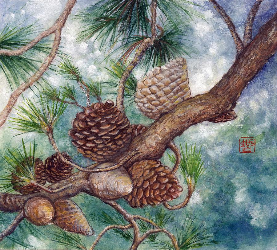 900x814 Pine Cone Painting By Tomoko Koyama - Cone Painting