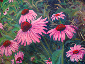300x226 Echinacea Painting By Laura Dedonato - Coneflower Painting