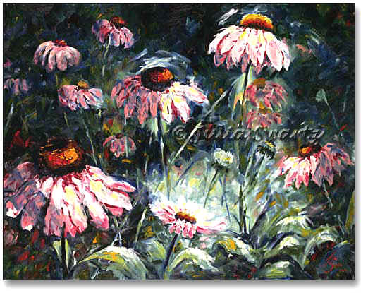 522x415 Oil Painting Of Cone Flower - Coneflower Painting