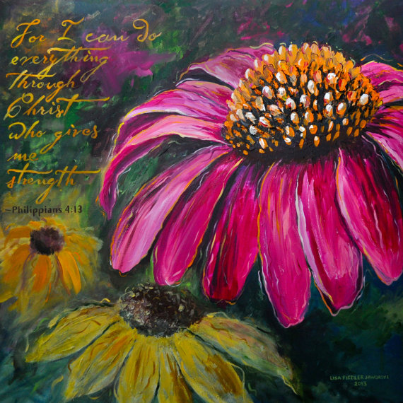 570x570 Bold Christian Coneflower Painting 36 X 36 - Coneflower Painting