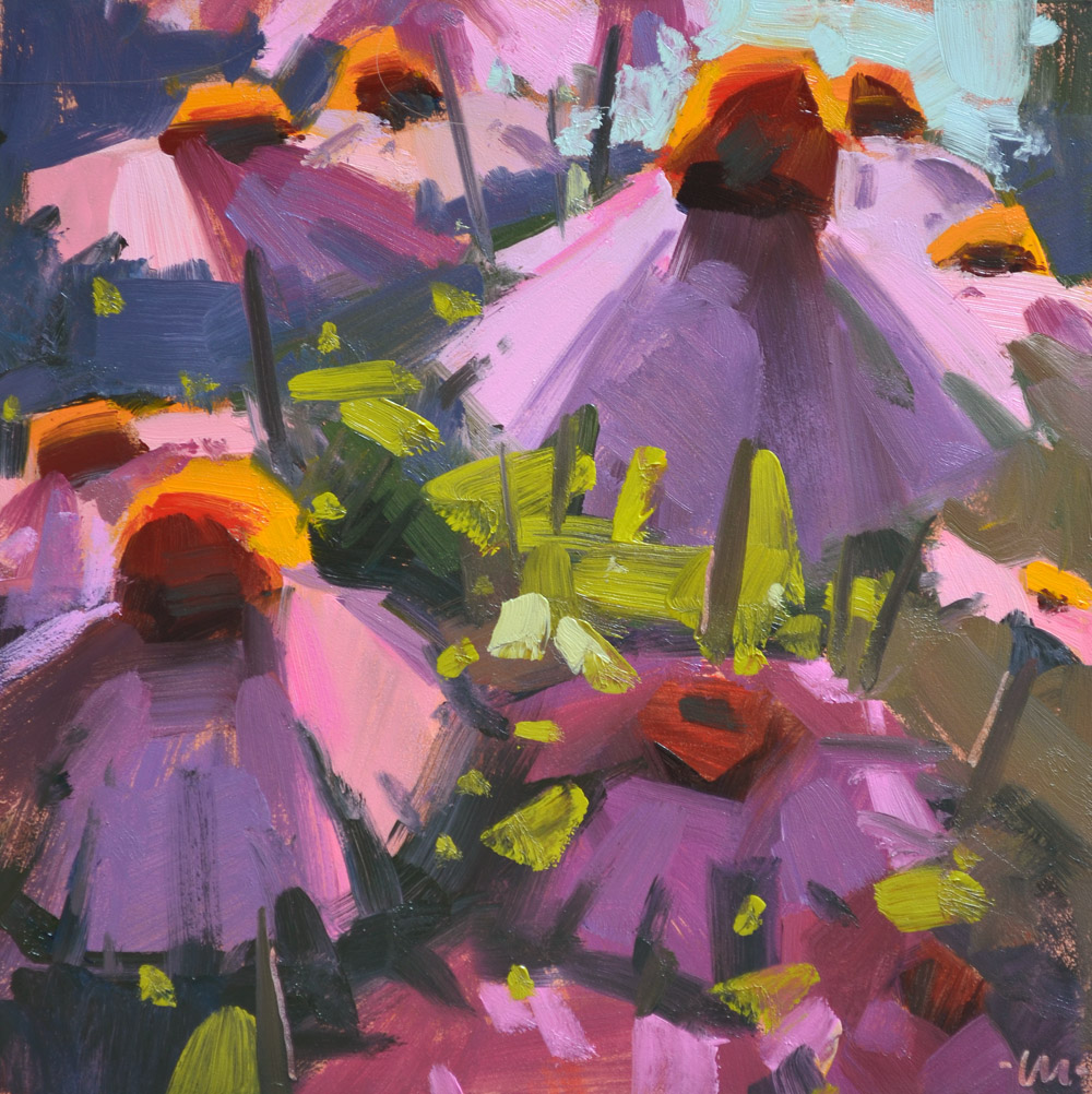1000x1002 Carol Marine's Painting A Day Cone Flower Heaven - Coneflower Painting