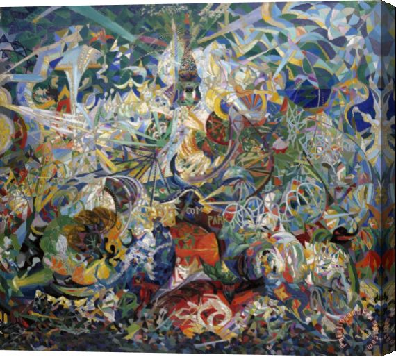 570x514 Joseph Stella Battle Of Lights, Coney Island, Mardi Gras Stretched - Coney Island Painting