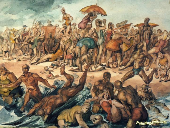 720x541 Beach Scene, Coney Island Artwork By Reginald Marsh Oil Painting - Coney Island Painting