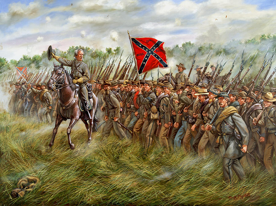 900x673 Forward To The Foe - Confederate Flag Painting