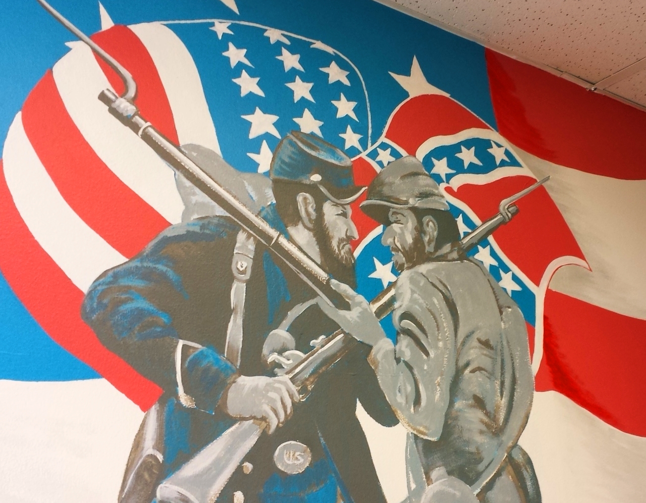 1280x996 Va Hospital Repaints Confederate Flag In War History Mural - Confederate Flag Painting