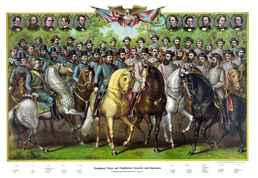 900x624 Civil War Generals And Statesman With Names Painting By War Is - Confederate Generals Painting