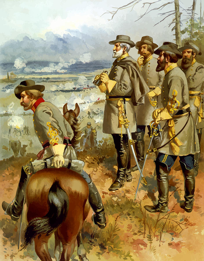 704x900 General Lee At The Battle Of Fredericksburg Painting By War Is - Confederate Generals Painting