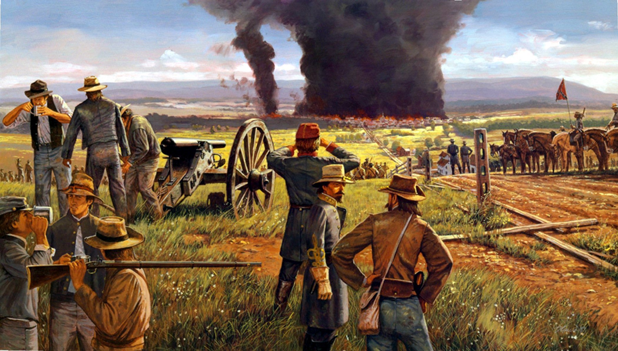 2100x1194 A Portion Of One Of The Many Paintings By Renowned Civil War - Confederate Painting