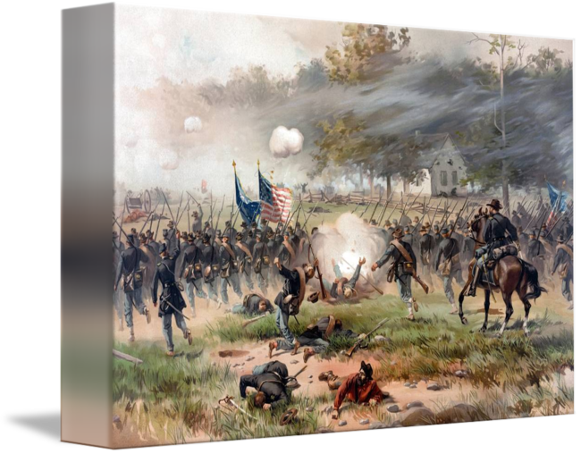 650x508 Civil War Painting Of Union And Confederate Troops By Stocktrek Images - Confederate Painting