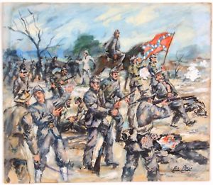 300x261 Powerful Civil War Original Lucian Lupinski Painting Confederate - Confederate Soldier Painting