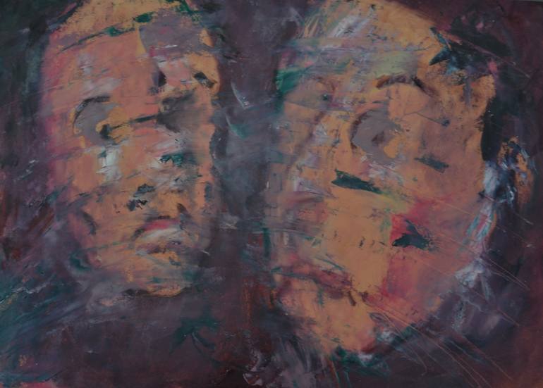 770x551 Saatchi Art Two Confused Men Painting By Constantine Anjulatos - Confused Painting
