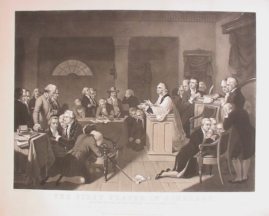871x700 First Prayer Of Congress Print Patriotic Rendering Of 1774 - Congress Painting