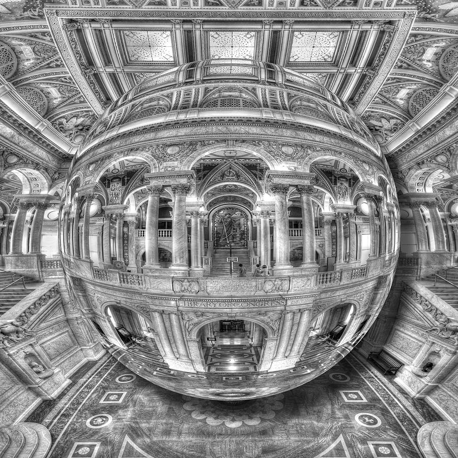 900x900 Ode To Mc Escher Library Of Congress Orb Painting By Tony Rubino - Congress Painting