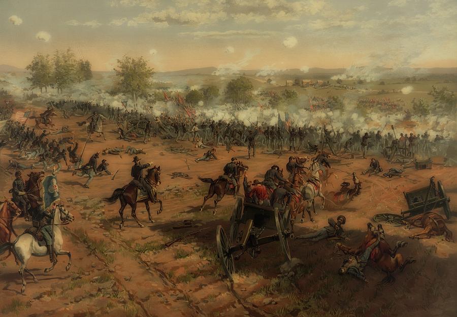 900x625 Battle Of Gettysburg Painting By Library Of Congress - Congress Painting