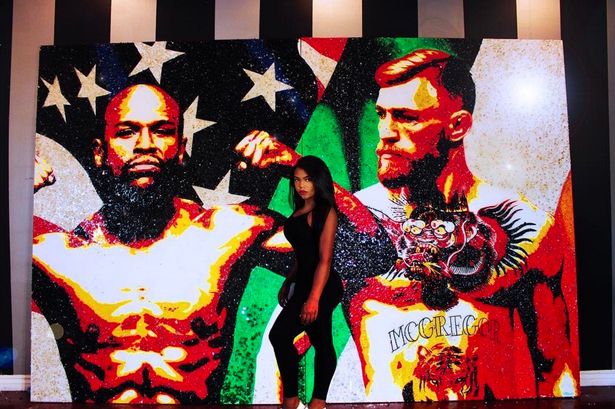615x409 Floyd Mayweather Shows Off Stunning Eight Foot Art Of Conor - Conor Mcgregor Painting